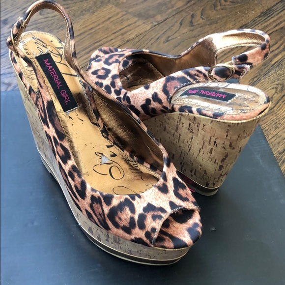 Leopard print peep toe wedge cork heel - Picture 2 of 7